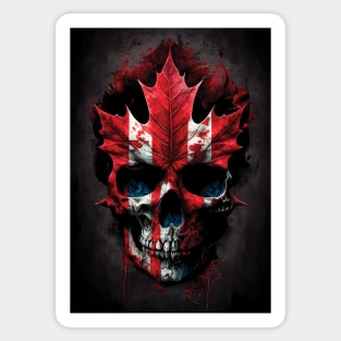 Canadian Flag Skull | Canada Maple Leaf Skull | Canada Day Art | Patriotic Paintings | Freedom | Proud Canadian Sticker